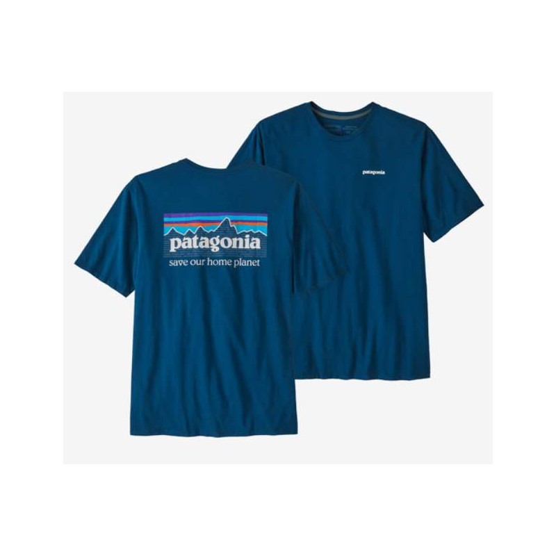 Patagonia M'S P-6 Mission Organic T-Shirt M/M Blu Logo Schiena Uomo - Giuglar