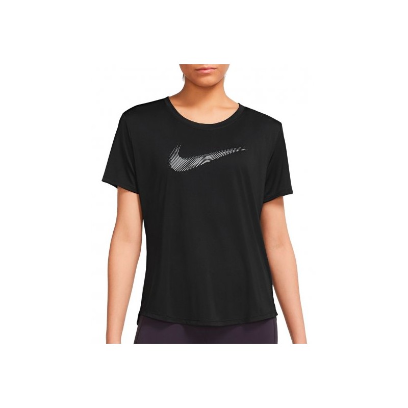 Nike W Nk Dri-Fit Swoosh Hbr T-Shirt M/M Black/Cool Grey Donna - Giuglar