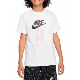 Nike Junior K Nsw Tee Boxy Fa23 1 Wht T-Shirt M/M Bianca Stampa Junior Bimbo - Giuglar