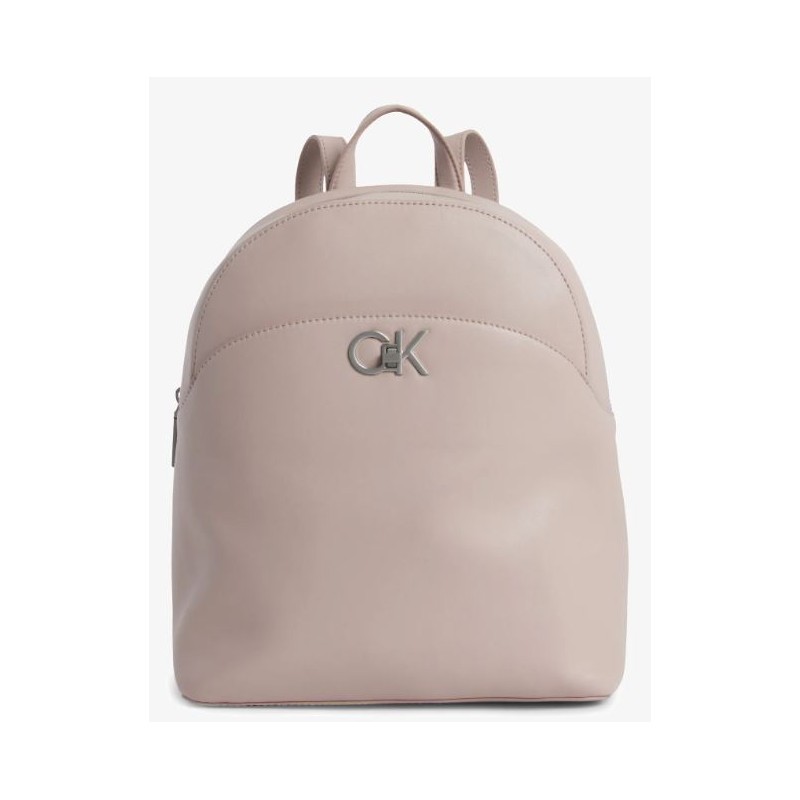 Calvin Klein Accessori Re-Lock Domed Backpack Shadow Gray Zaino Ecopelle Cipria Donna - Giuglar