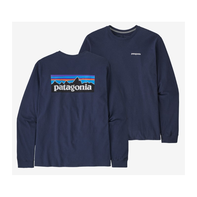 Patagonia M'S L/S P-6 Logo T-Shirt M/L Blu Logo Schiena Uomo - Giuglar