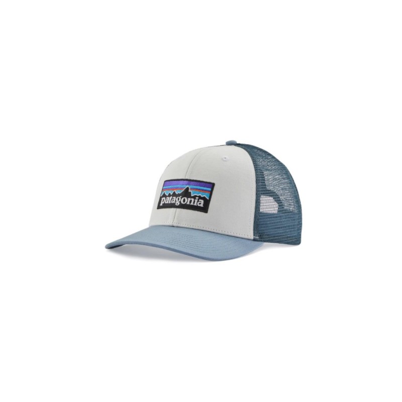 Patagonia P-6 Logo Trucker Hat Wht W/Lght Plume Gry Cappellino Visiera Gri - Giuglar Shop