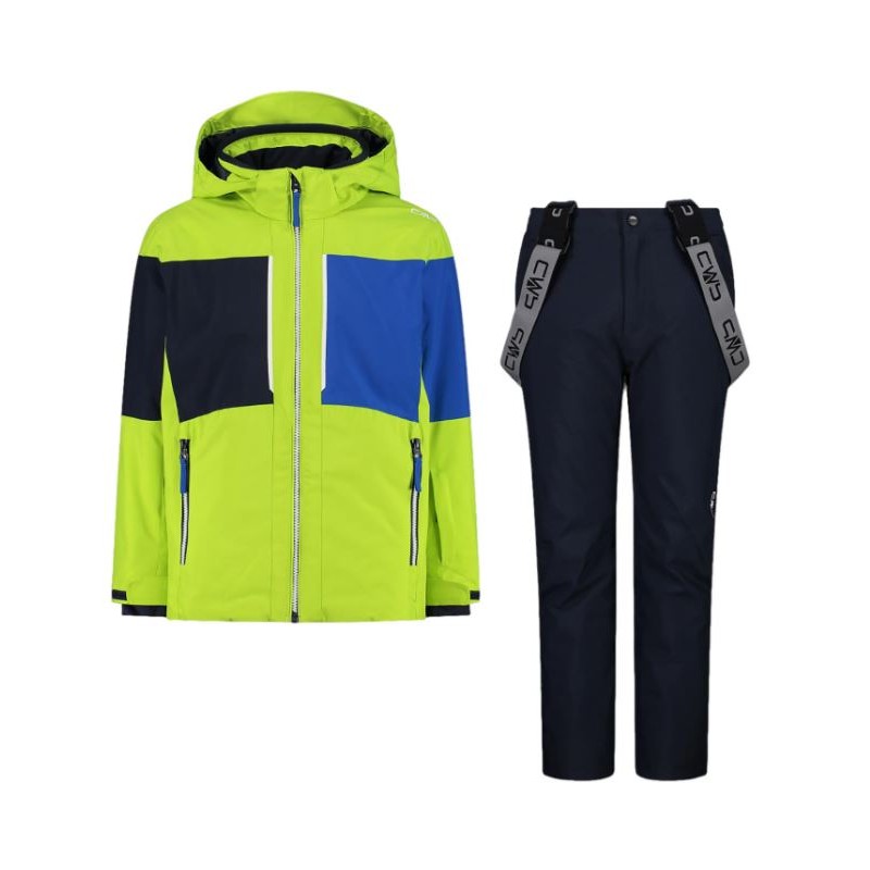 Cmp Kid Set Jacket And Pant Completo Sci Lime/Blu Junior Bimbo - Giuglar