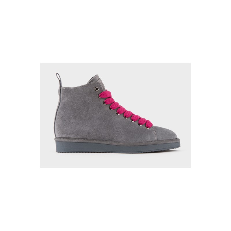 Panchic P01 Ankle Boot Suede Faux Fur Lining Grey-Fuchsia Donna - Giuglar