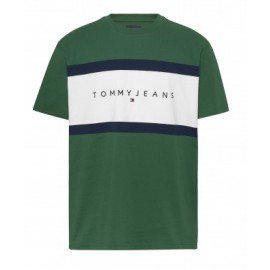 Tommy Jeans Tjm Reg Cut & Sew Tee Court Green T-Shirt M/M Verde/Bianca Uomo - Giuglar