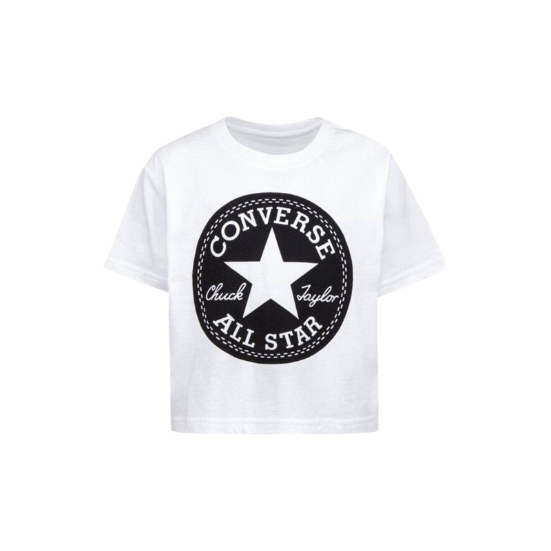 Converse Signature Chuck Patch Boxy T White T-Shirt M/M Logo Junior Bimba - Giuglar