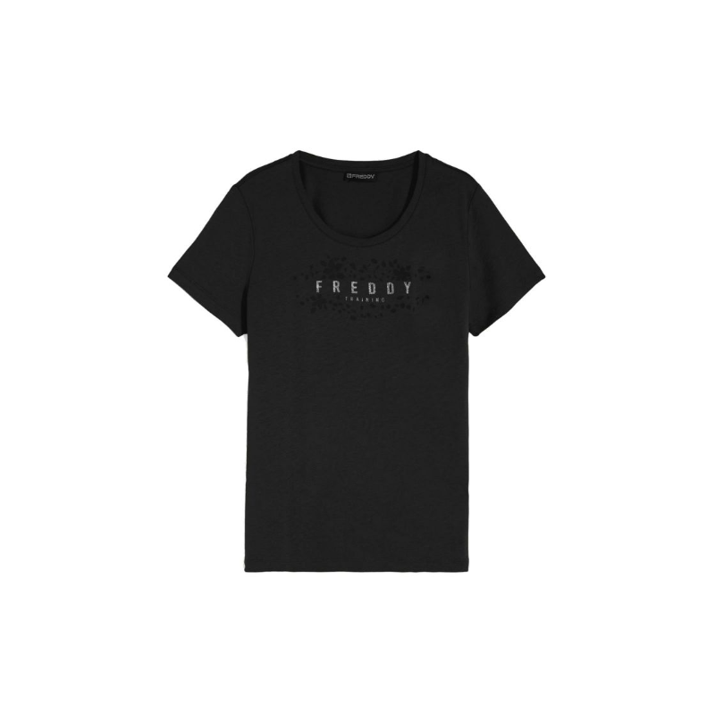 Freddy Training Evolut T-Shirt M/M Nera Logo Glitter Arg/Fiori Donna - Giuglar