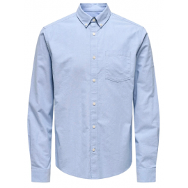 Only & Sons Onsneil Ls Oxford Shirt Noos Camicia Azzurra Uomo - Giuglar