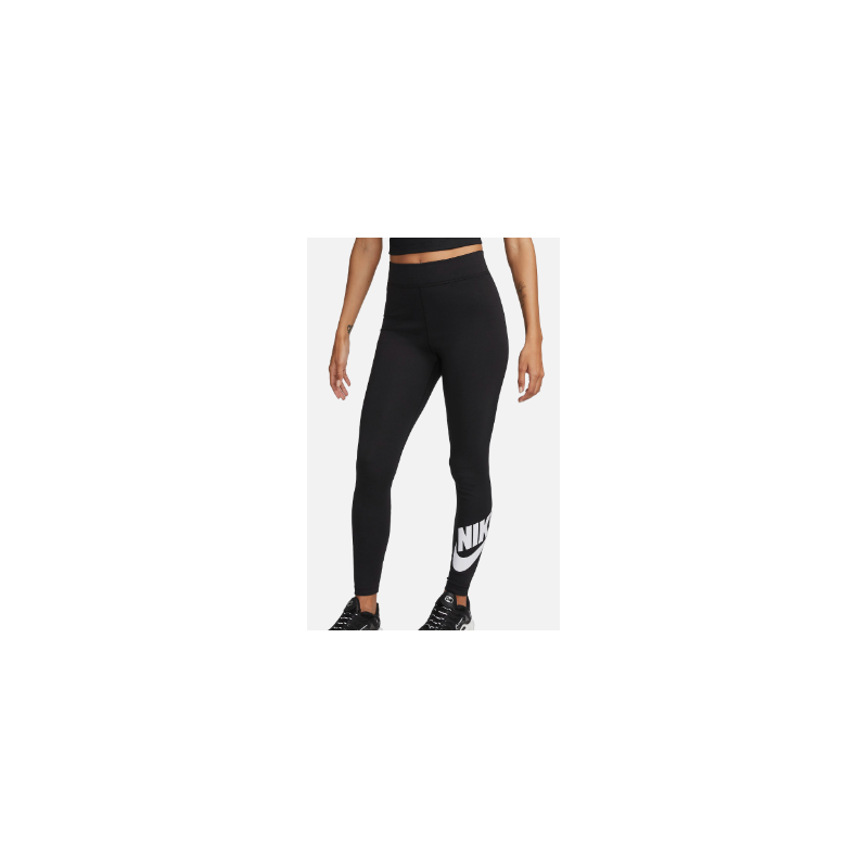 Nike W Nsw Nk Clsc Gx Hr Tght Leggings Jersey Logo Grande Neri Donna - Giuglar