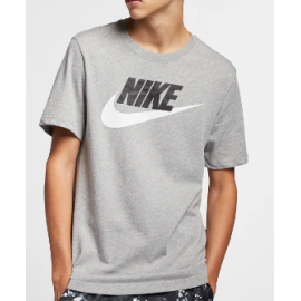 Nike M Nsw Tee Icon Futura T-Shirt M/M Gri Mel Logo Nero Uomo - Giuglar
