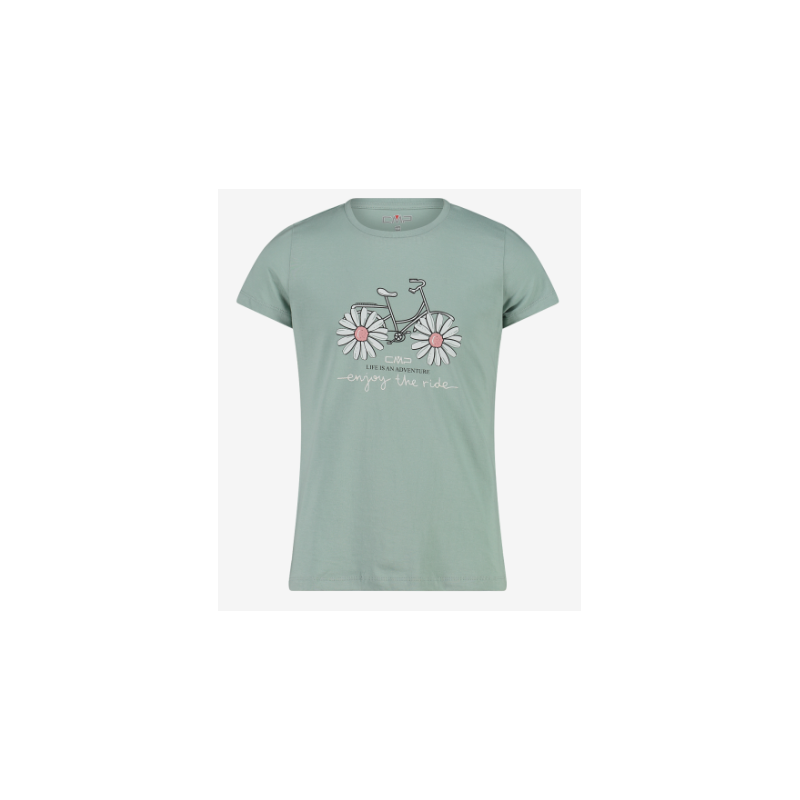 Cmp Kid G T-Shirt M/M Verde Salv Stampa Bici Margherite Junior Bimba - Giuglar Shop
