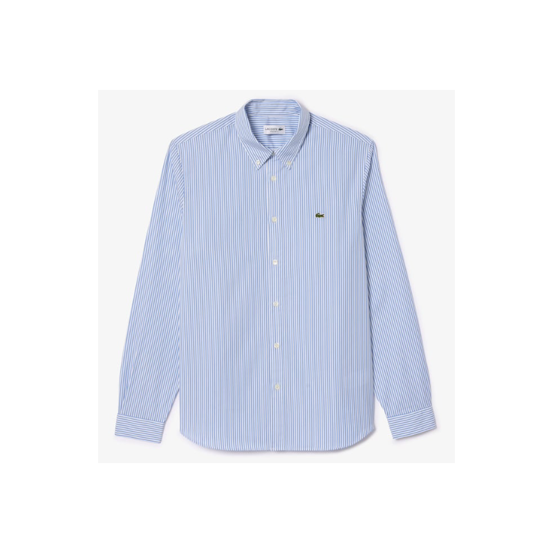Lacoste Camicia Regular Fit Righe Bianco/Azzurro Uomo - Giuglar Shop