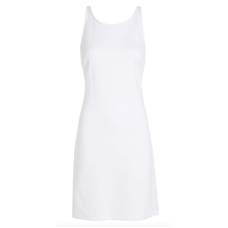 Calvin Klein Jeans Sheen Milano Back Strap Dress Abito S/M Bianco Lurex Donna - Giuglar Shop