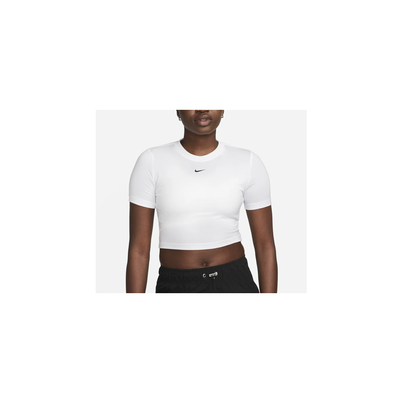 Nike W Nsw Tee Essntl Slim Crp Lbr White T-Shirt M/M Bianco Donna - Giuglar Shop