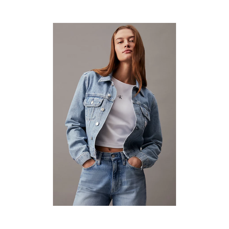 Calvin Klein Jeans Cropped 90S Denim Jacket Giacca Jeans Denim Light Donna - Giuglar Shop