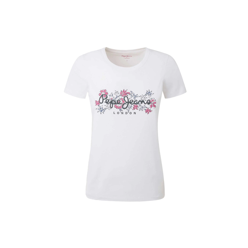 Pepe Jeans Korina White T-Shirt M/M Bianca Stampa Floreale Donna - Giuglar Shop