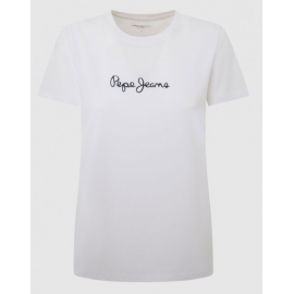 Pepe Jeans Lorette T-Shirt M/M Bianca Portalogo Donna - Giuglar Shop
