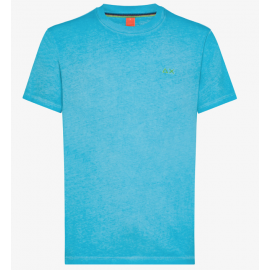 Sun 68 T-Shirt M/M Special Dyed Turchese Tinto Capo Uomo - Giuglar Shop