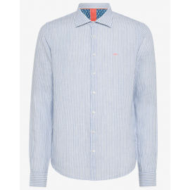Sun 68 Camicia Lino Righe Bianche/Azzurre Uomo - Giuglar Shop