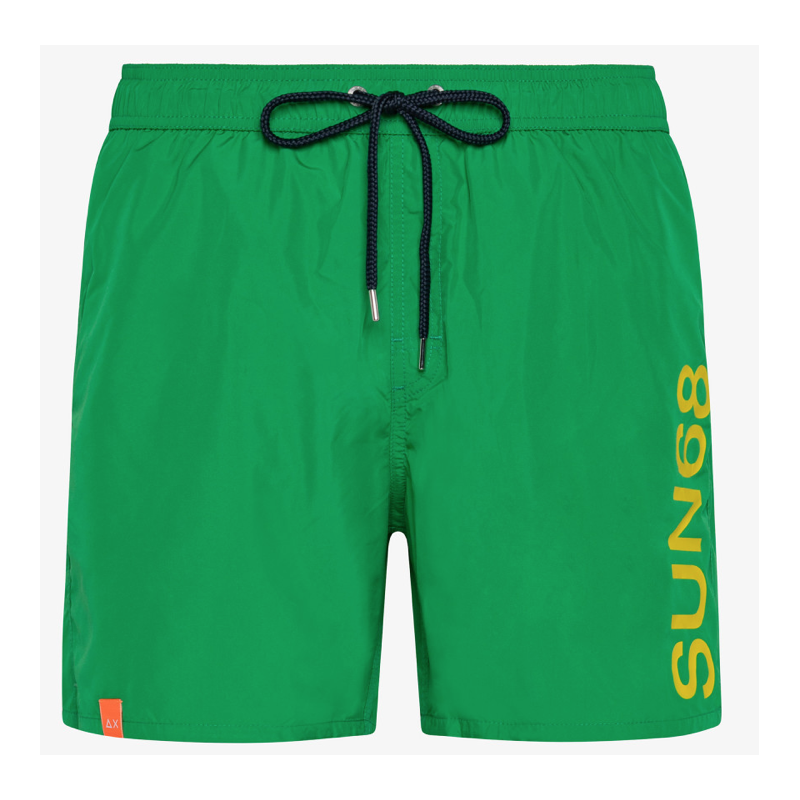 Sun 68 Swim Pant With Macro Logo On Front Verde Prato Boxer Uomo - Giuglar Shop