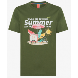 Sun 68 T-Shirt M/M Fancy Print Verde Scuro Stampa Summer Uomo - Giuglar Shop