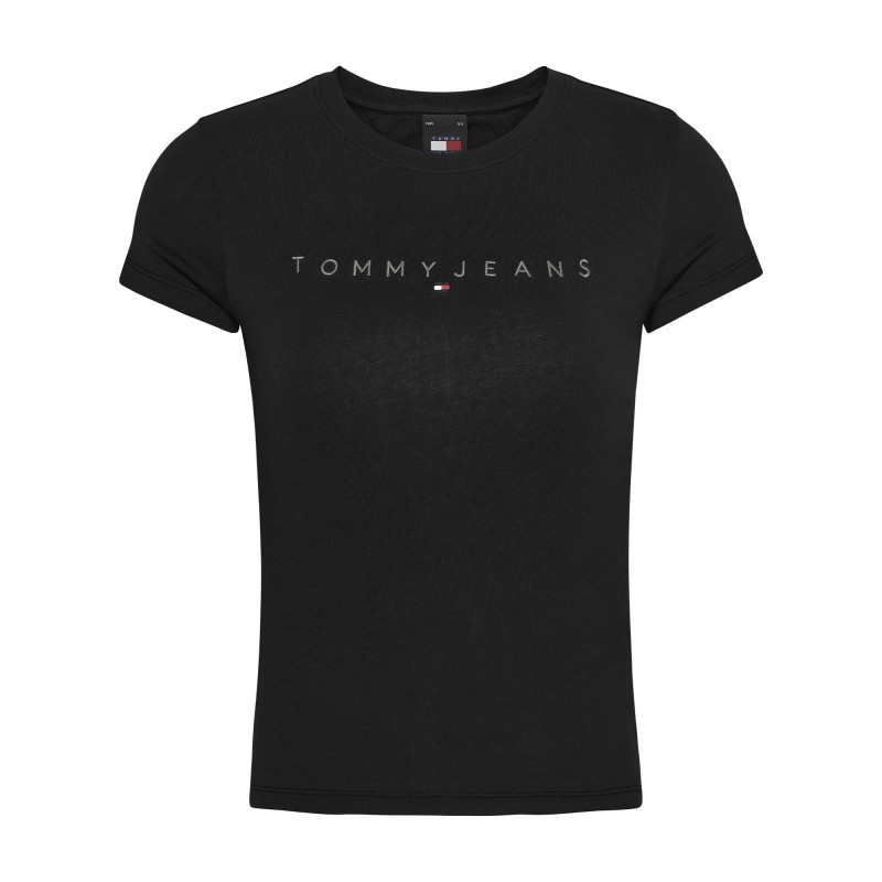Tommy Jeans Tjw Slim Tonal Linear T-Shirt M/M Black Donna - Giuglar Shop