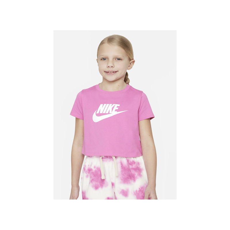 Nike Junior G Nsw Tee Crop Futur T-Shirt M/M Crop Rosa Logo Bia Junior Bimba - Giuglar Shop