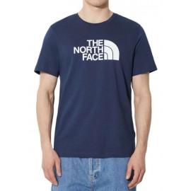 The North Face M S/S Easy Tee T-Shirt M/M Blu Logo Grande Uomo - Giuglar