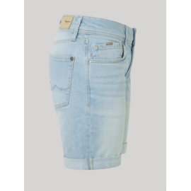 Pepe Jeans Slim Short Mw Bermuda Jeans Denim Chiaro Donna - Giuglar Shop