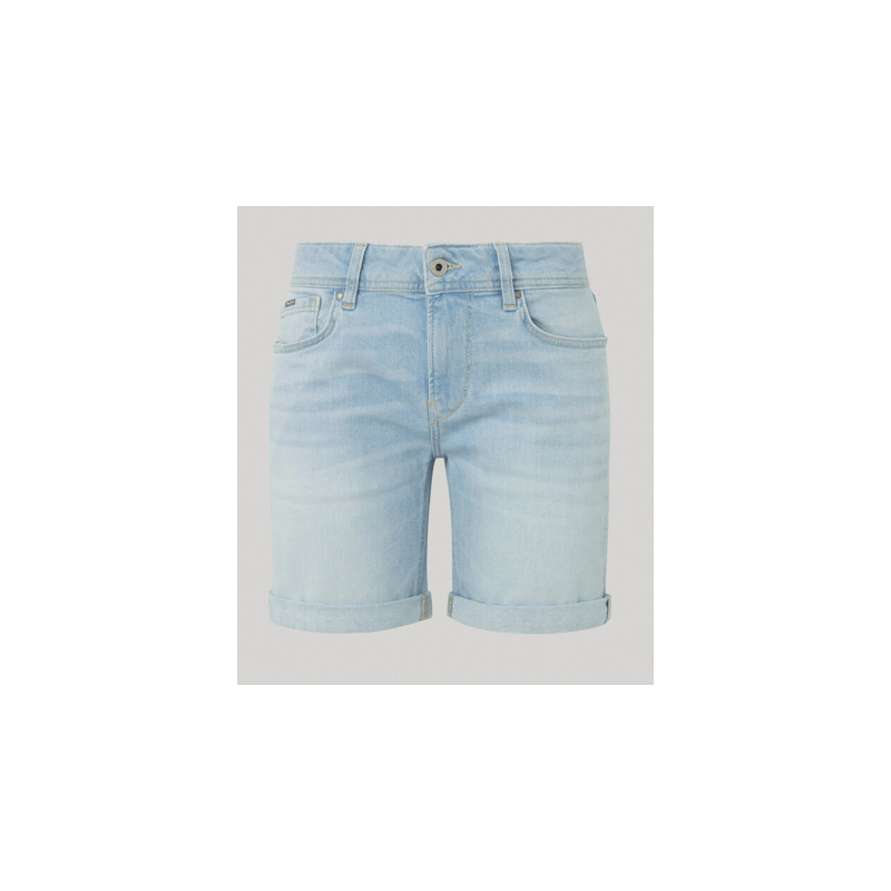 Pepe Jeans Slim Short Mw Bermuda Jeans Denim Chiaro Donna - Giuglar Shop