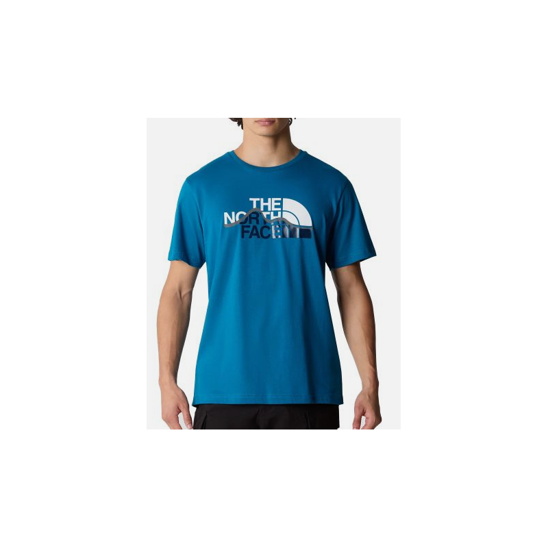 The North Face M S/S Mountain Line Tee T-Shirt M/M Logo Adriatic Blue Uomo - Giuglar