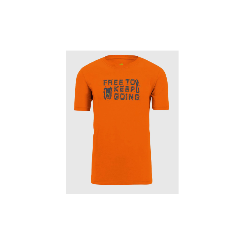 Karpos Crocus T-Shirt Scarlet Ibis M/M Cotone Arancio Stampa Uomo - Giuglar