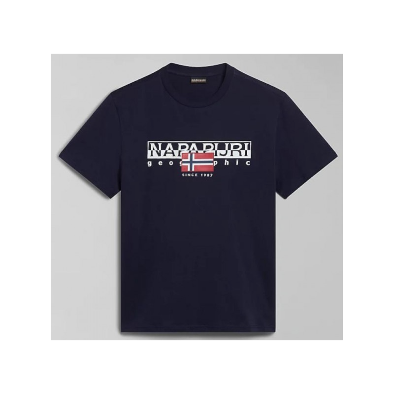 Napapijri S-Aylmer T-Shirt M/M Blu Marine Logo Bandiera Uomo - Giuglar