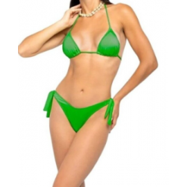 4giveness Bikini Triangolo E Slip Shiny Exchange Color Verde Donna - Giuglar
