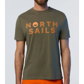 North Sails T-Shirt Short Slv Lin Prnt Dusty Olive T-Shirt M/M Verdone Uomo - Giuglar