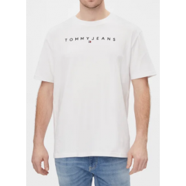 Tommy Jeans Tjm Reg Linear Logo Tee Ext T-Shirt M/M Bianca Uomo - Giuglar