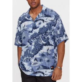 Tommy Jeans Tjm Ao Hawaiian Camp Shirt Ext Camiciotto Fant Azzurro/Blu Uomo - Giuglar