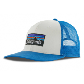 Patagonia P-6 Logo Trucker Hat White W/Vessel Blue - Giuglar